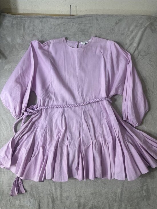 Rhode Dresses & Skirts - Rhode Lavender Mini Dress Braided Waist Tie Flowy Long Sleeve XS
